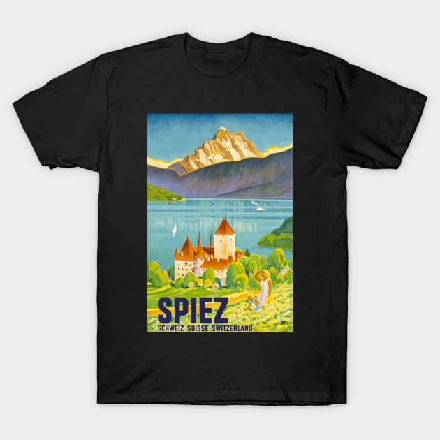 Spiez, Suisse, Travel Poster T-Shirt by BokeeLee